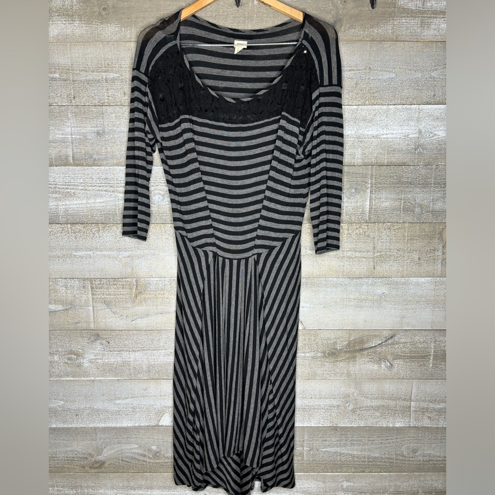 Tiny Anthropologie striped 3/4 sleeve lace top midi dress